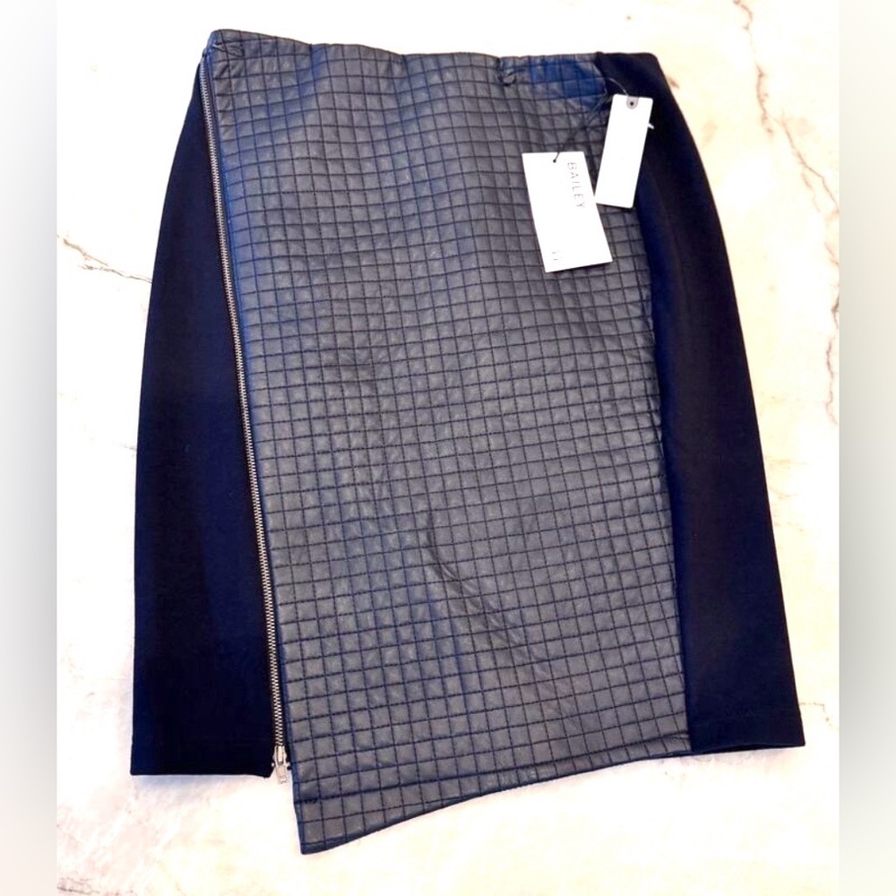 NWT Anthropologie Bailey44 Skirt Sz S Serendipity Blue Quilted Mini Careercore
